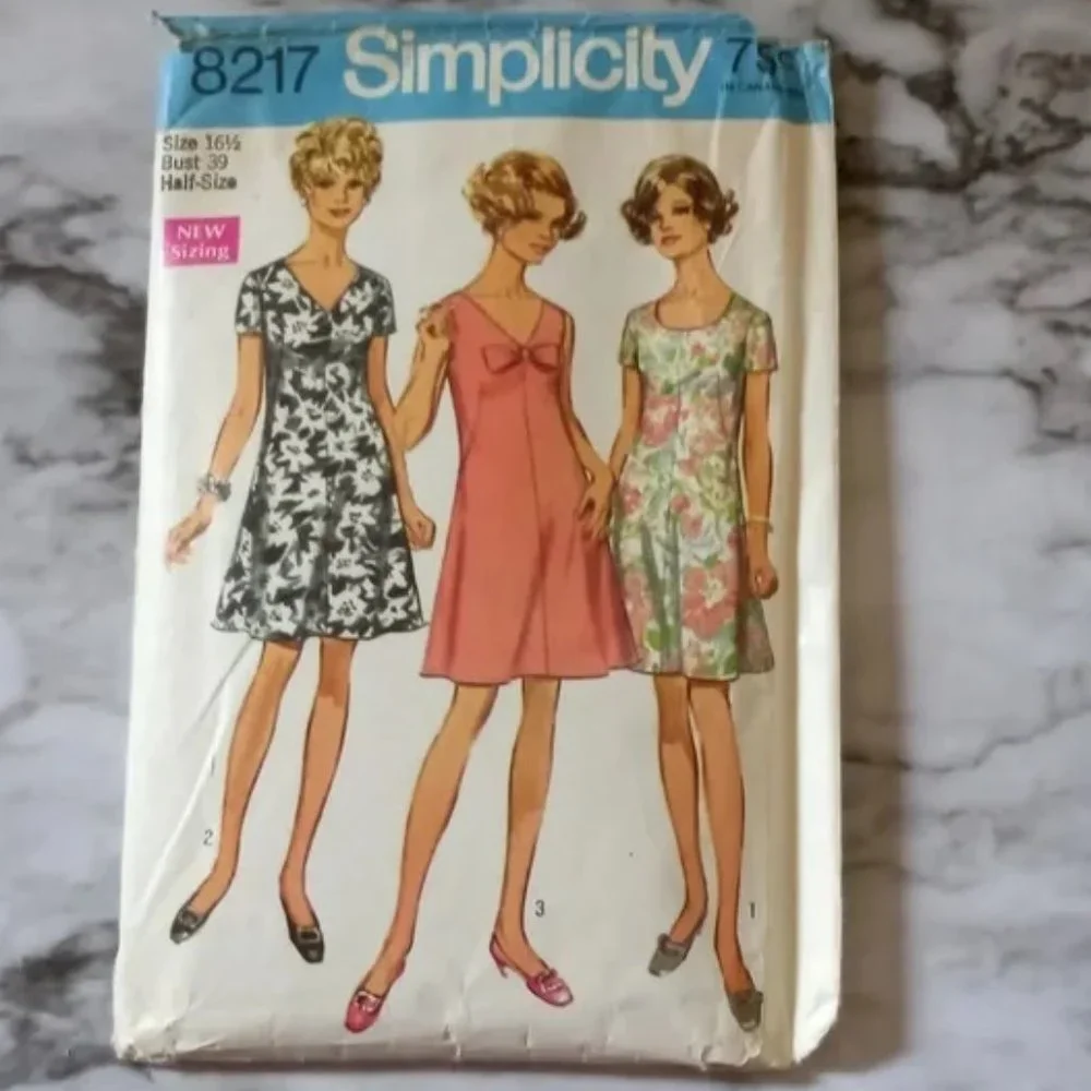 SEWING PATTERN - #8217 Simplicity 3 Vintage Retro Dress Summer Casual 16 1/2